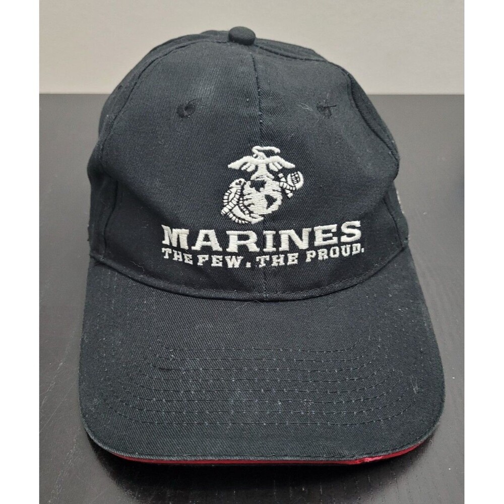 US Marines Corp Globe Eagle Anchor Logo Black Baseball Cap Earned Never Given